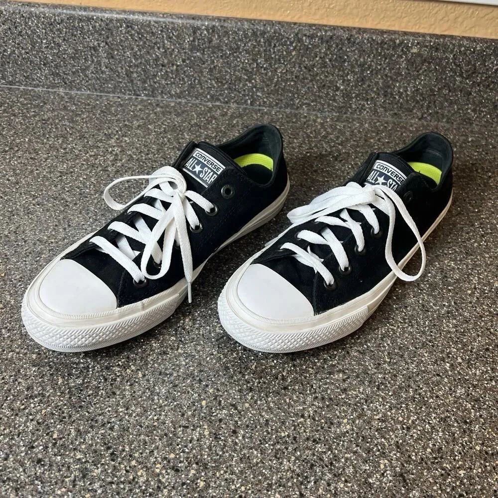 Converse wt Lunarlon Low Top Women's 9 Black Canvas Sneaker Skate Lace Up Mens 7 - Picture 3 of 12
